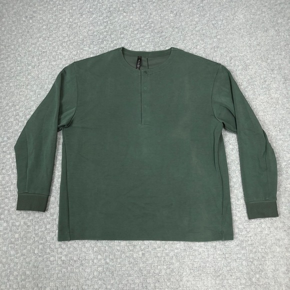 lululemon athletica Other - Lululemon Shirt Mens XL Green Henley Long Sleeve Snap Front Performance LM3EQMS